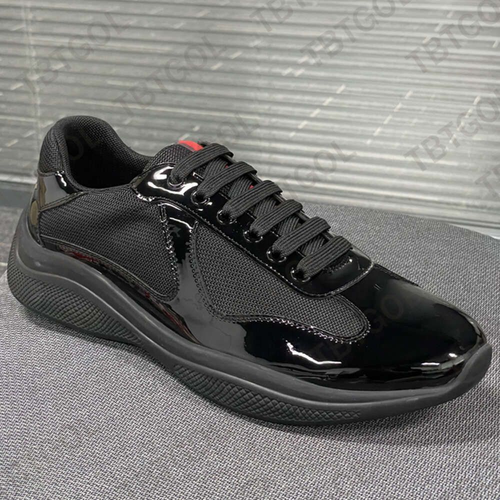 Men Women Patent Leather Black Mesh Lace Up Casual Sneakers Flat Outdoor Sports Running Trainers Shoes Big Size 49 With Box NO53 - 6 of 9