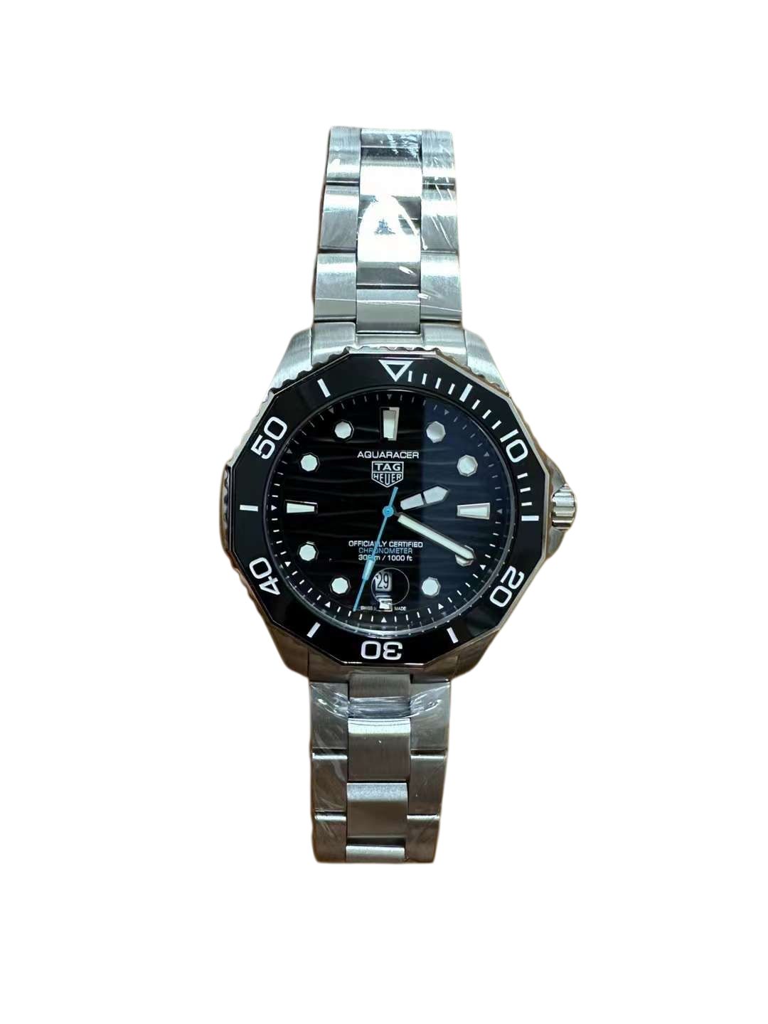 TAG HEUER Aquaracer Professional 300M Automatic Men's Watch Size Stainless Steel Case Leather STRAP Silver Case New - 1 of 8