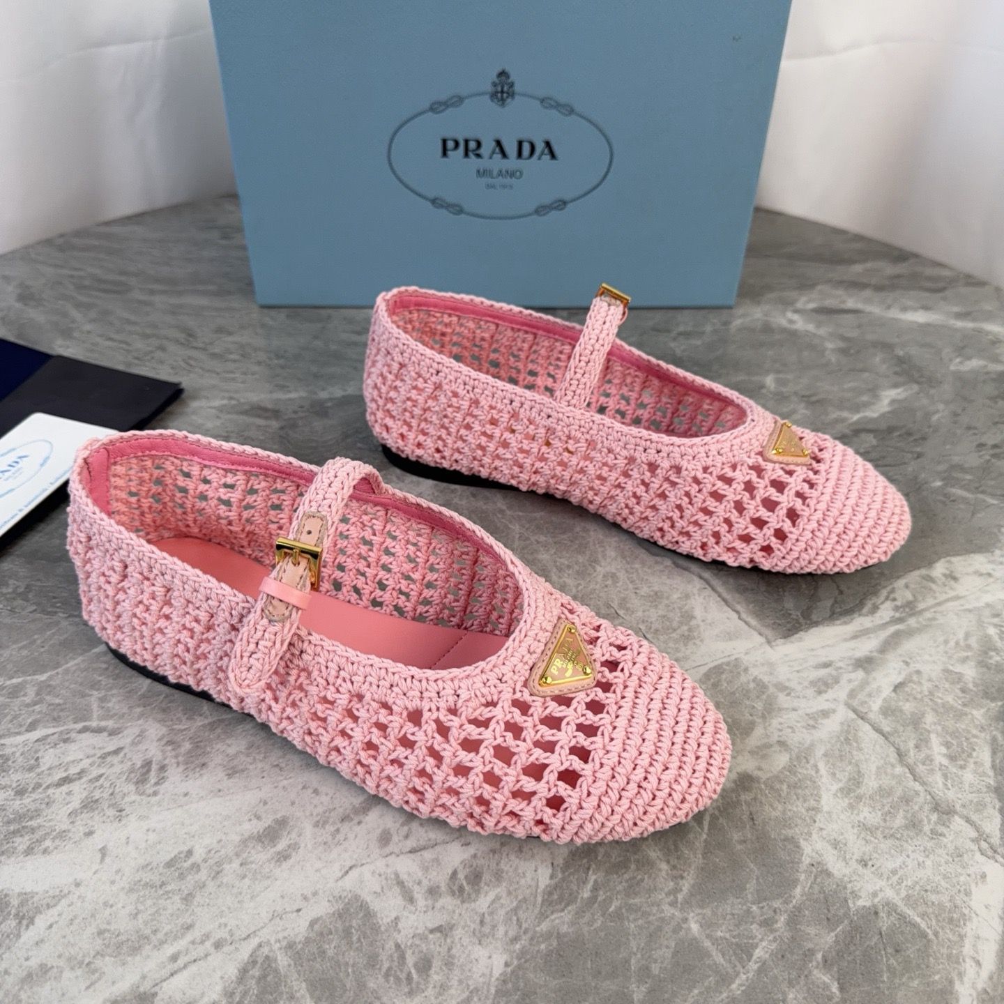 mesh ballet flats designer Classic Mary Jane Shoes Coarse Heel Flat Heel Woven Mesh Metal Buckle Women Dance Casual Ballet Shoes jane Shoes - 4 of 8