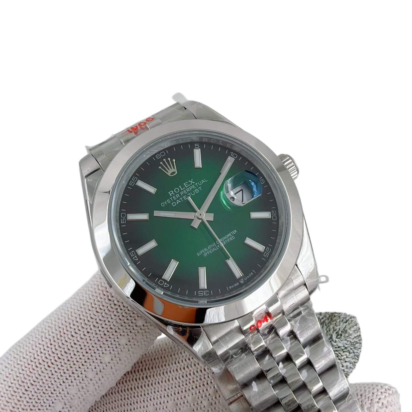 Rolex Datejust Ombre Green 126334 Tiffany 41mm Upgraded Jubilee Strap Automatic Stainless Steel Watch Bezel Men's Watch Sapphire Glass Case New Black Case - 7 of 8