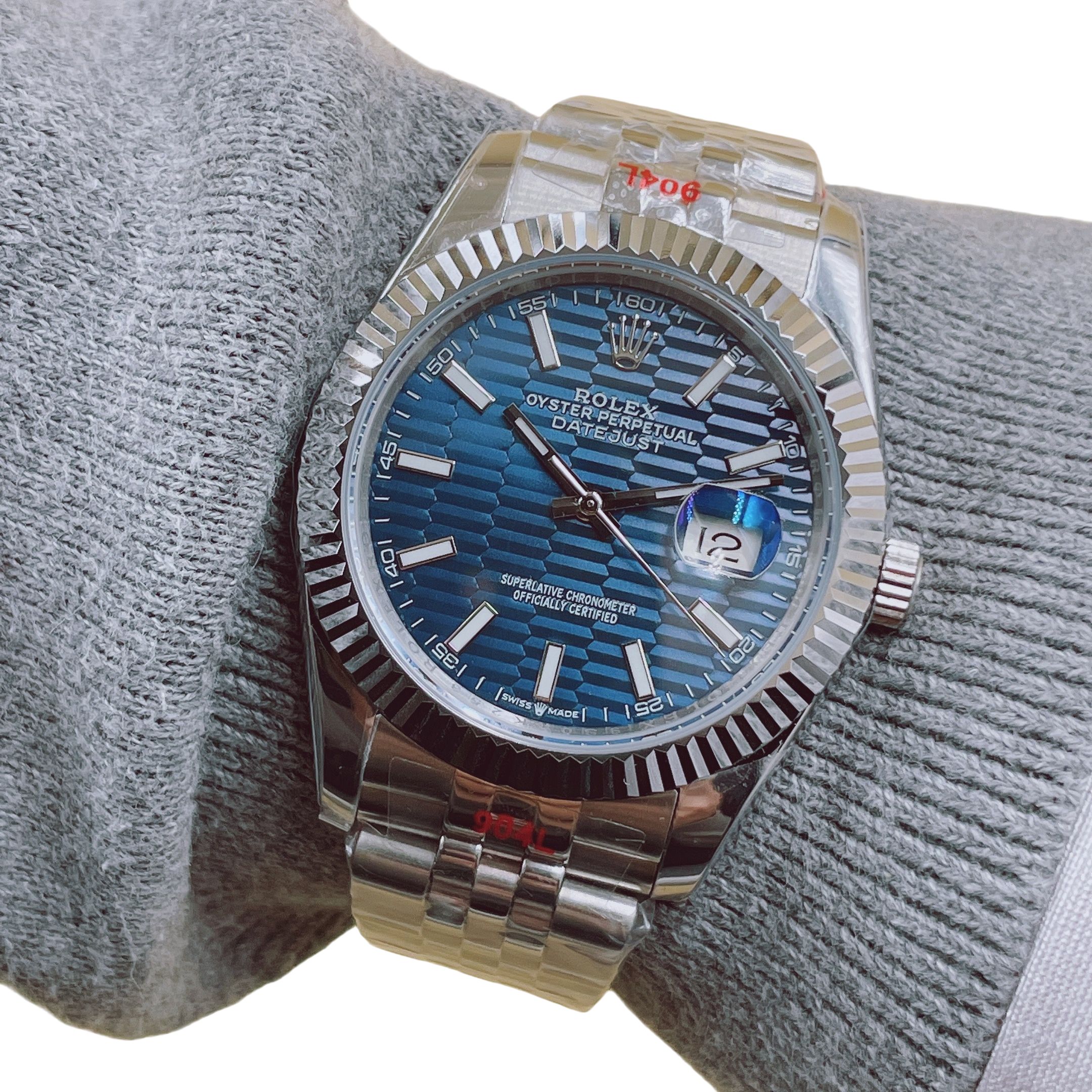 Rolex Datejust Wimbledon 41mm Upgraded Jubilee Strap Automatic Stainless Steel Watch Bezel Men's Watch Sapphire Glass Case New Black Case - 4 of 8