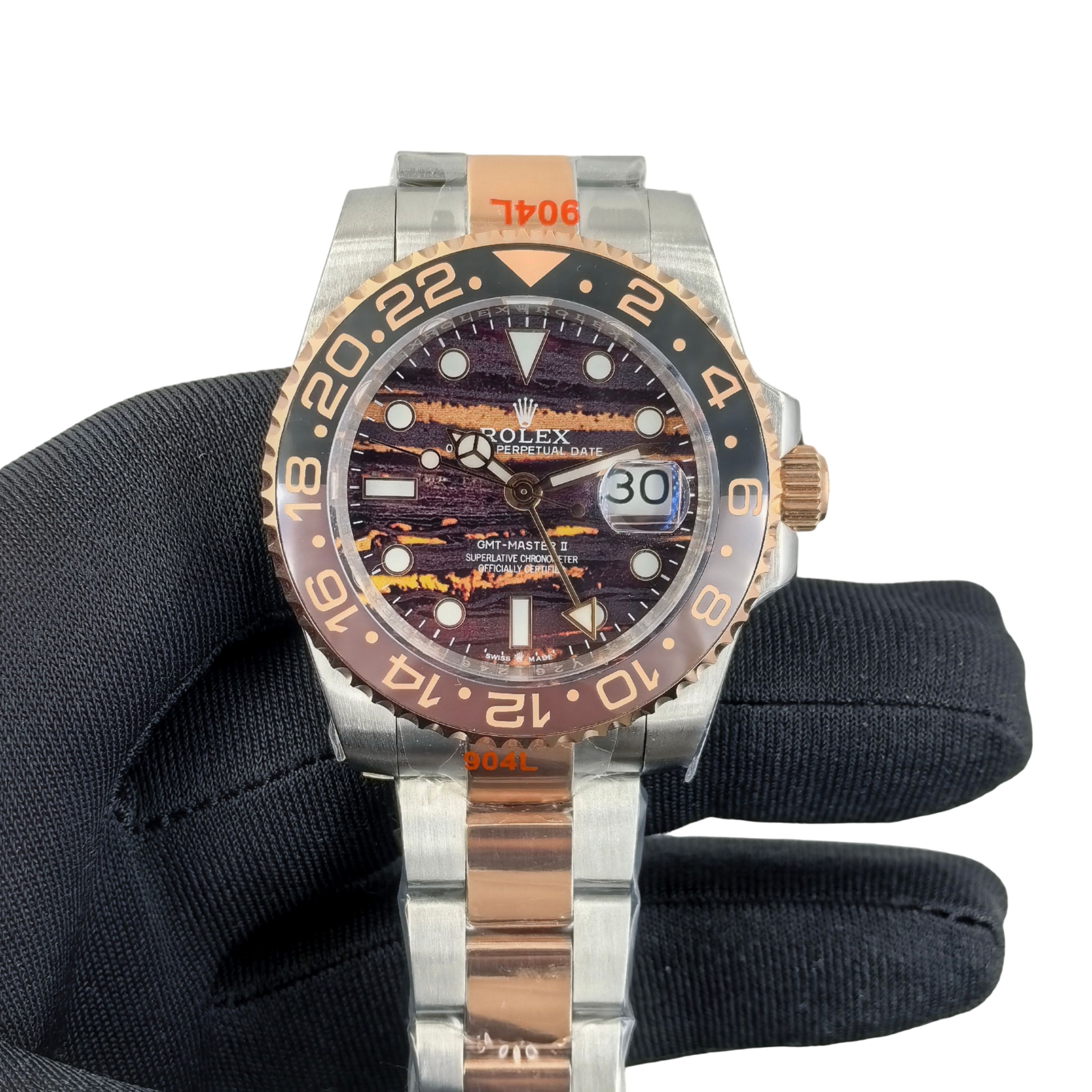 Rolex GMT Master 2 Root Beer 40mm Upgraded Jubilee Strap Automatic Stainless Steel Watch Bezel Men's Watch Sapphire Glass Case New Black Case - 6 of 8