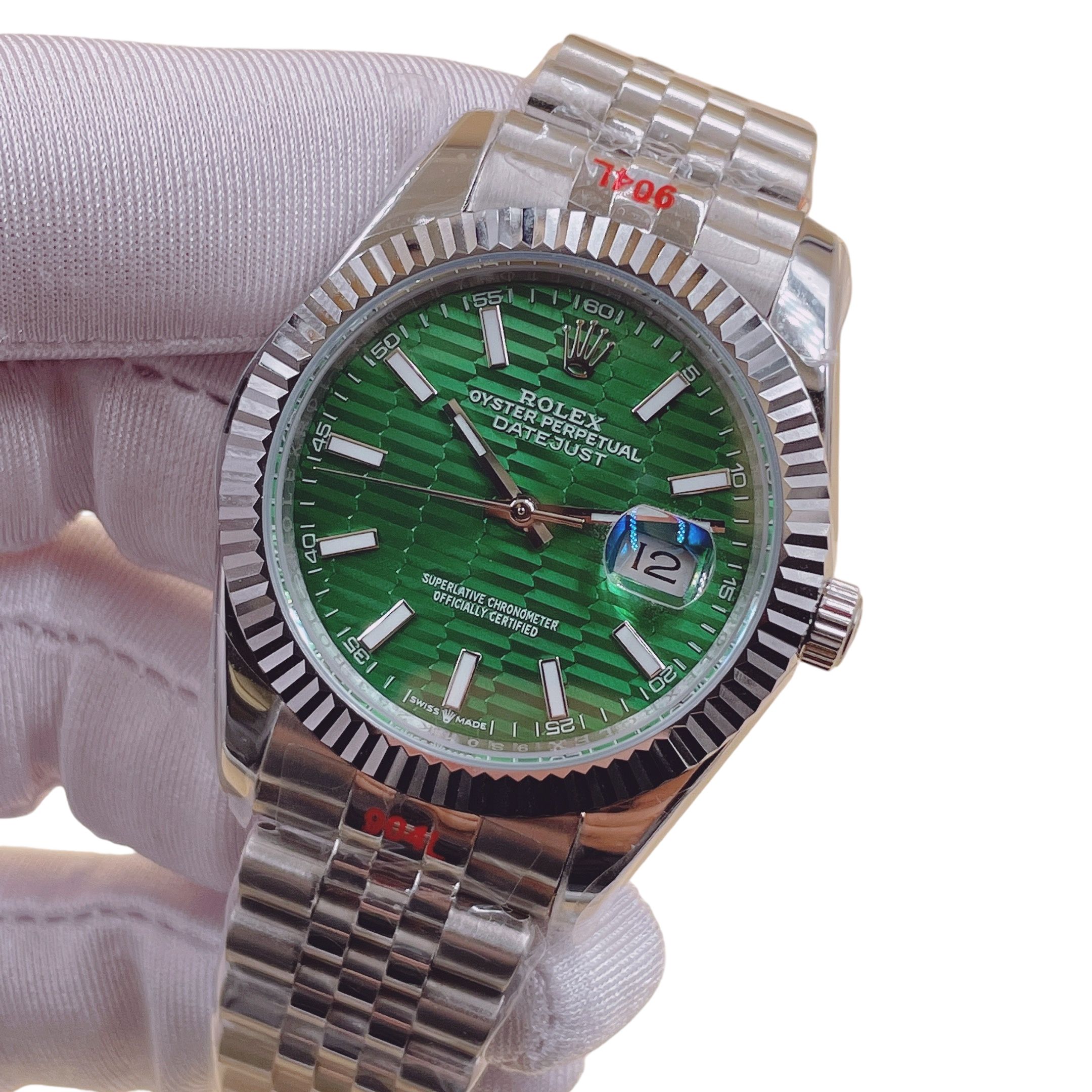 Rolex Datejust Wimbledon 41mm Upgraded Jubilee Strap Automatic Stainless Steel Watch Bezel Men's Watch Sapphire Glass Case New Black Case - 5 of 8