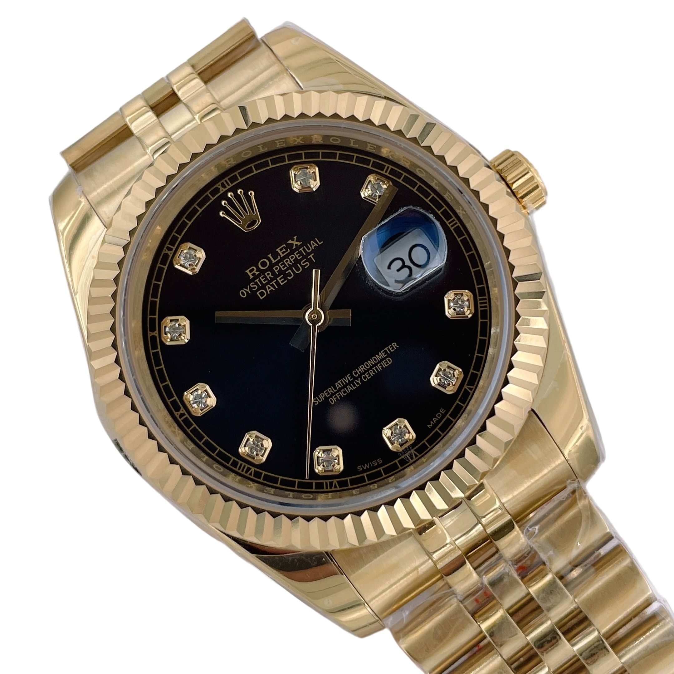 Rolex Gold Datejust Oyster 126334 41mm Upgraded Jubilee Strap Automatic Stainless Steel Watch Bezel Men's Watch Sapphire Glass Case New Black Case - 3 of 8