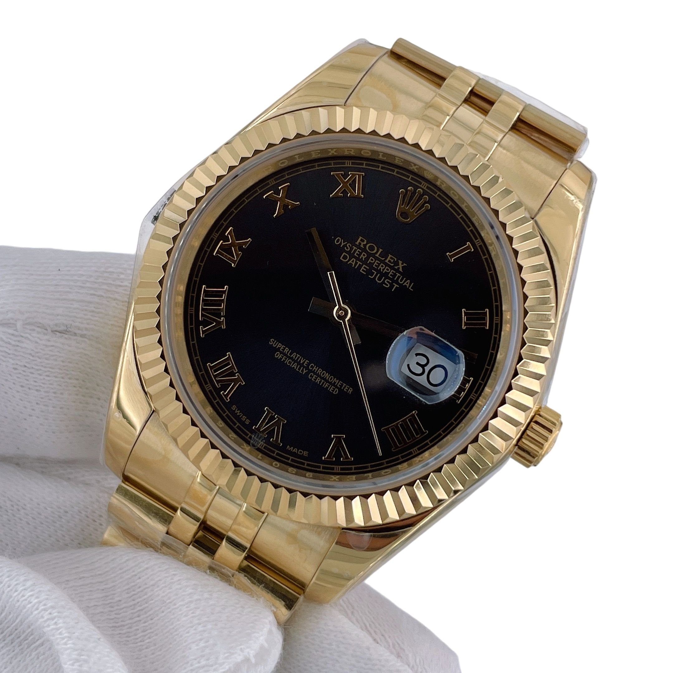 Rolex Gold Datejust Oyster 126334 41mm Upgraded Jubilee Strap Automatic Stainless Steel Watch Bezel Men's Watch Sapphire Glass Case New Black Case - 2 of 8