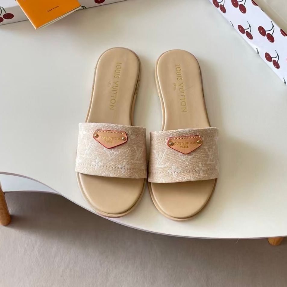 Designer Lily Sandal Monogram Genuine Leather Sandal Slipper Casual Shoe Summer BeachLily Sandals New Womans Flat Slide luxury Sliders Sandale Size 35-42 - 7 of 8