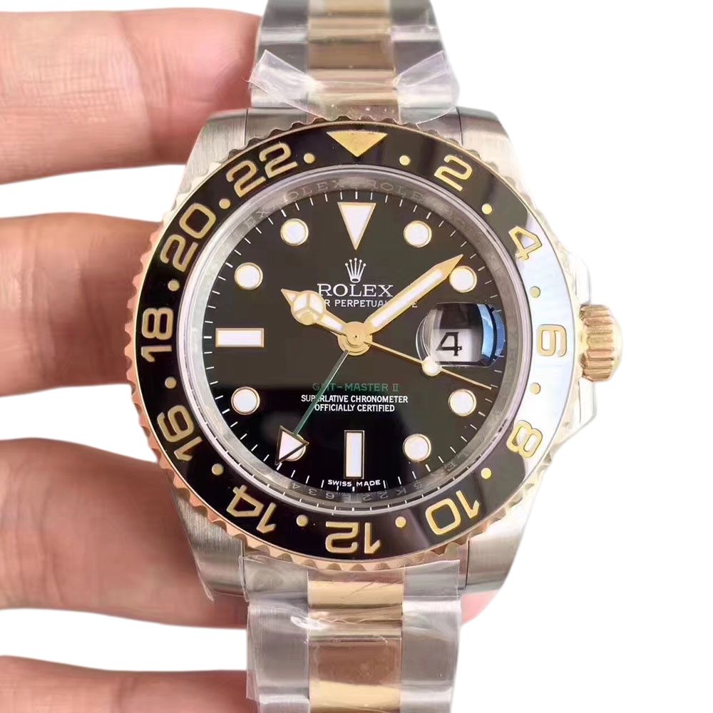 Rolex GMT Master 2 Root Beer 40mm Upgraded Jubilee Strap Automatic Stainless Steel Watch Bezel Men's Watch Sapphire Glass Case New Black Case - 1 of 8