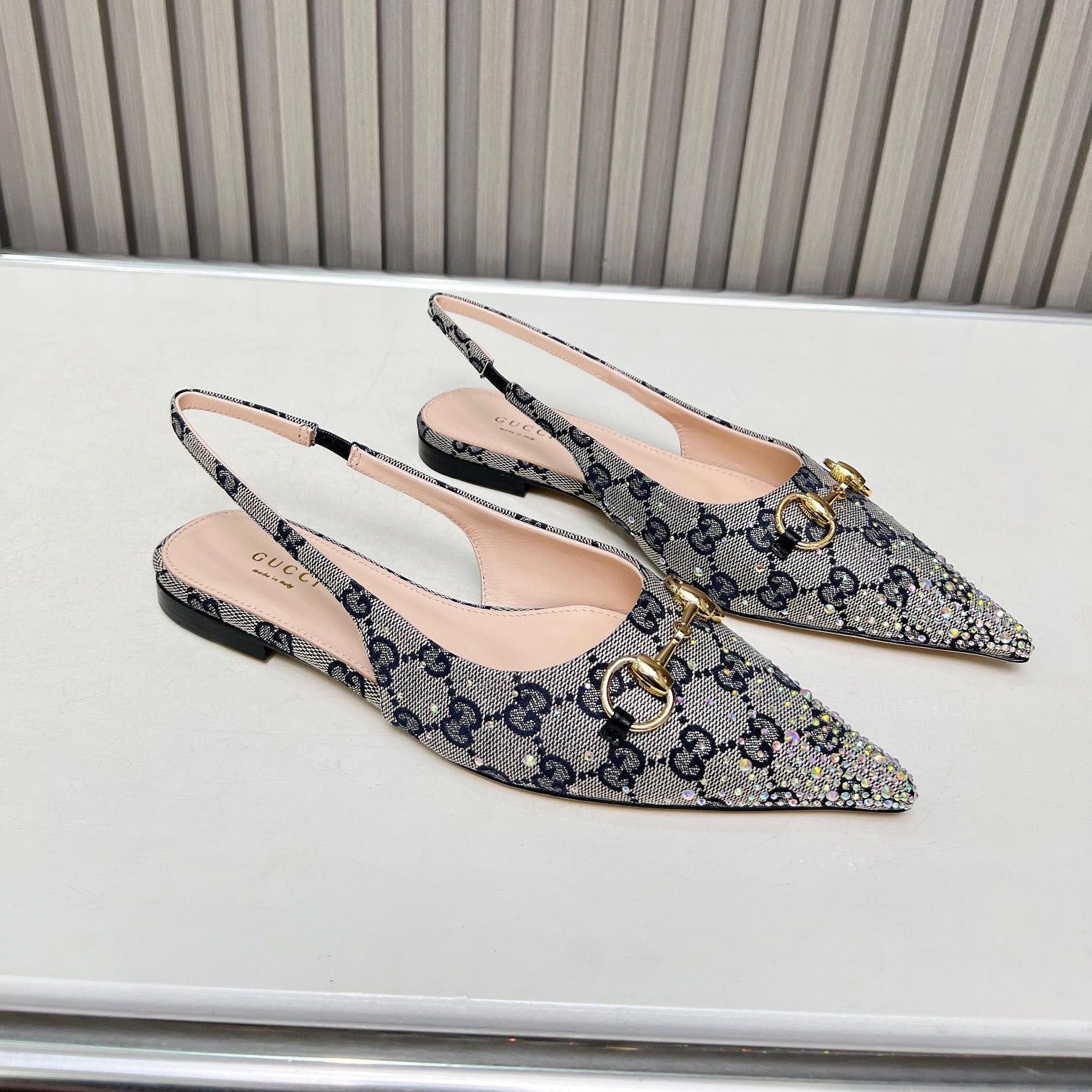 Horsebit Women Canvas Slingback Ballet Flats Metal Horsebit Decor Pointed Toe Back Strap heels Sandals Footwear for Office Dating Wedding Party dress shoes - 3 of 8
