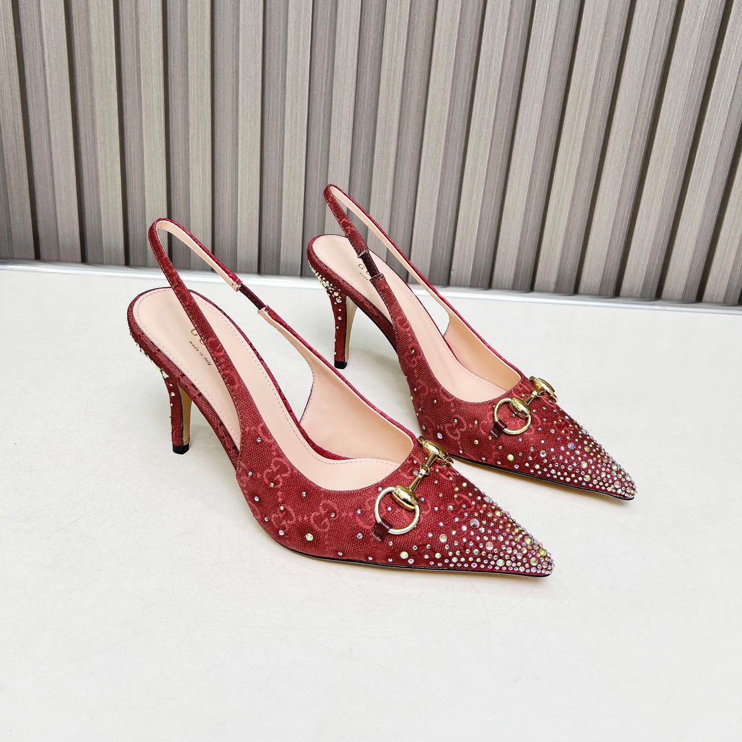 Horsebit Women Canvas Slingback Ballet Flats Metal Horsebit Decor Pointed Toe Back Strap heels Sandals Footwear for Office Dating Wedding Party dress shoes - 8 of 8