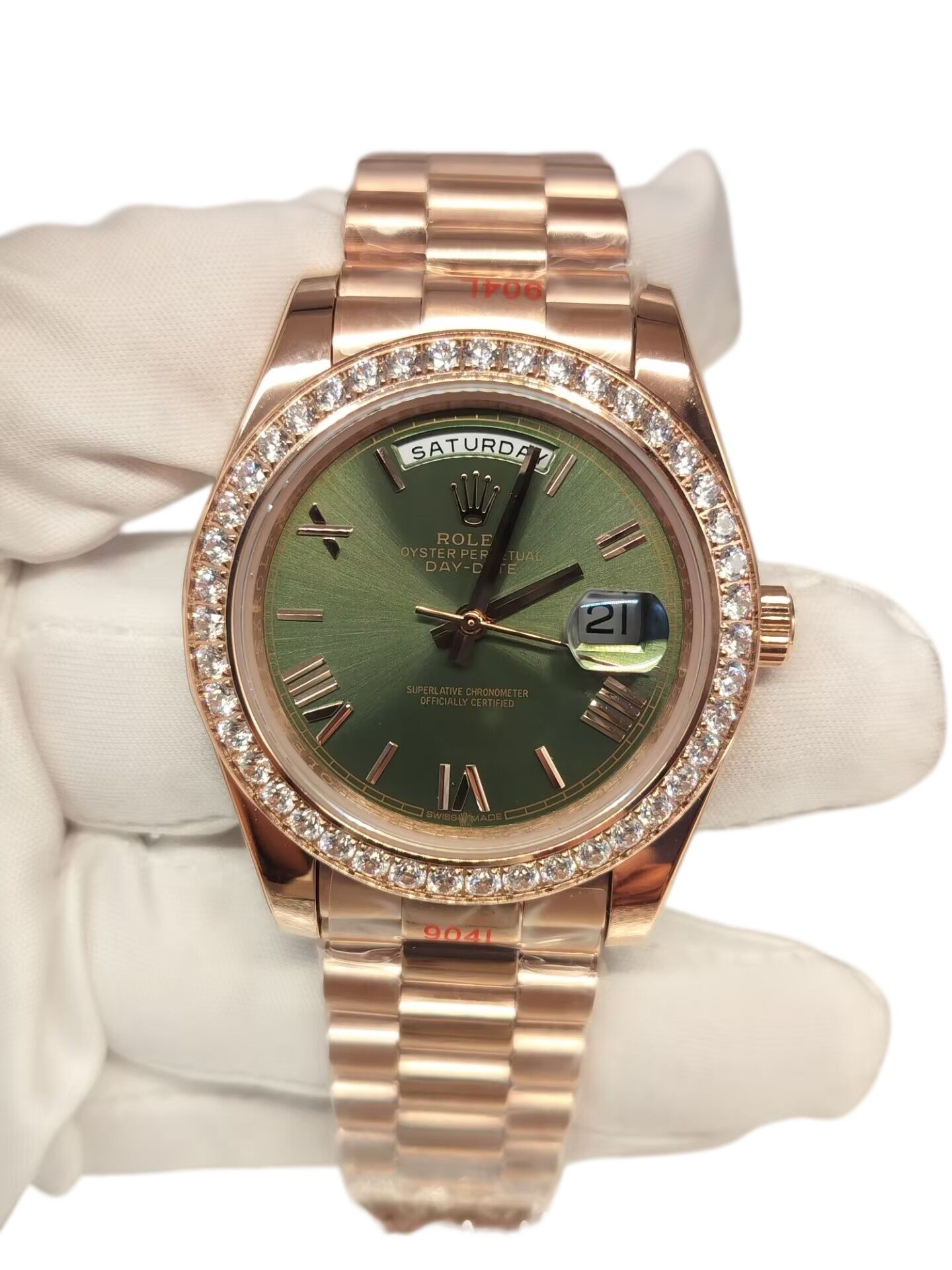 U1 Rolex Day Date 40MM Rose Gold Case Automatic Stainless Steel Watch Bezel Men's Watch Sapphire Glass Case New - 6 of 8