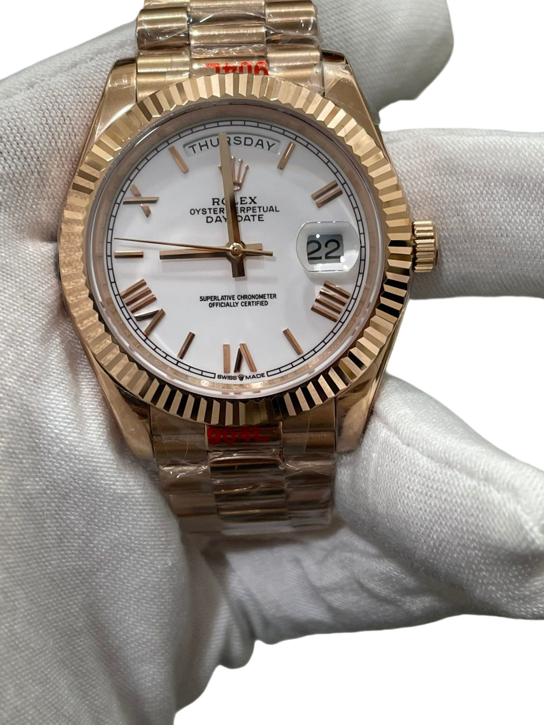 U1 Rolex Day Date 40MM Rose Gold Case Automatic Stainless Steel Watch Bezel Men's Watch Sapphire Glass Case New - 7 of 8