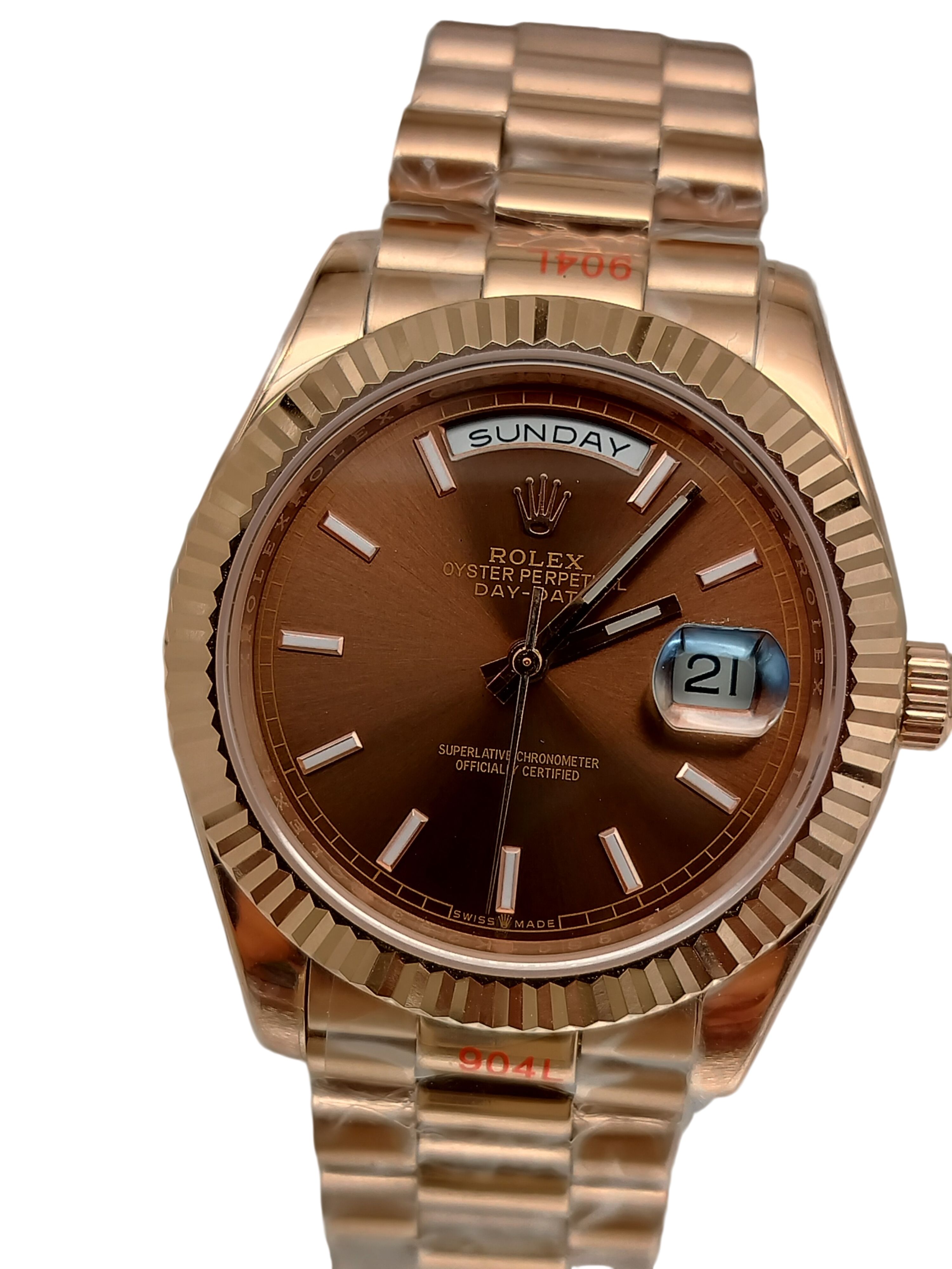 U1 Rolex Day Date 40MM Rose Gold Case Automatic Stainless Steel Watch Bezel Men's Watch Sapphire Glass Case New - 8 of 8
