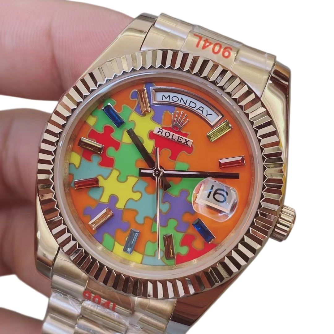 U1 Rolex Day Date 40MM emoji-puzzle Case Automatic Stainless Steel Watch Bezel Men's Watch Sapphire Glass Case New - 6 of 6