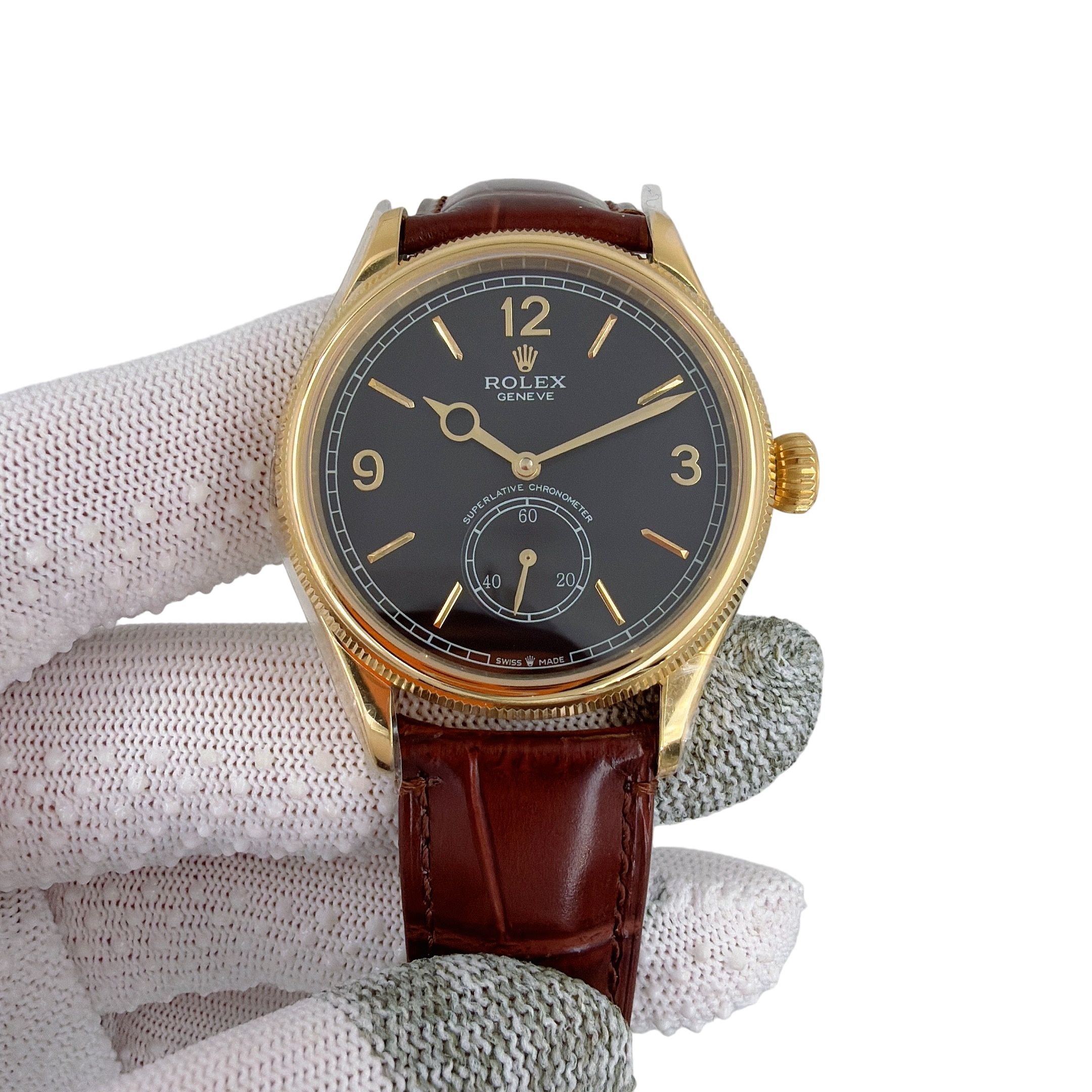 U1 Rolex Cellini Perpetual 1908 Ice Blue 39MM Sapphire Glass Upgraded Strap Automatic Stainless Steel Watch Bezel Men's Watch Case New - 8 of 8