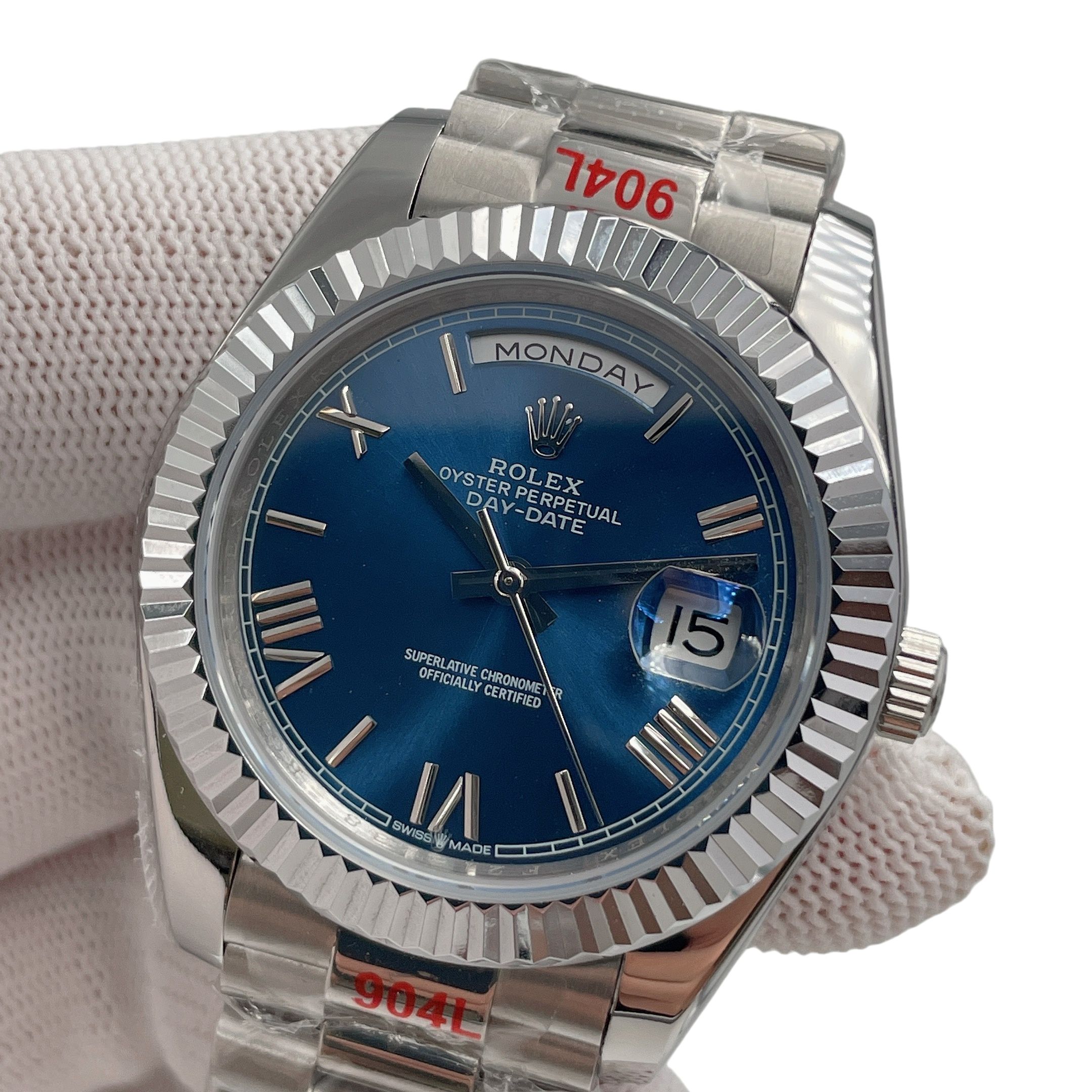 U1 Rolex Day Date 40MM Silver Case Automatic Stainless Steel Watch Bezel Men's Watch Sapphire Glass Case New - 5 of 7