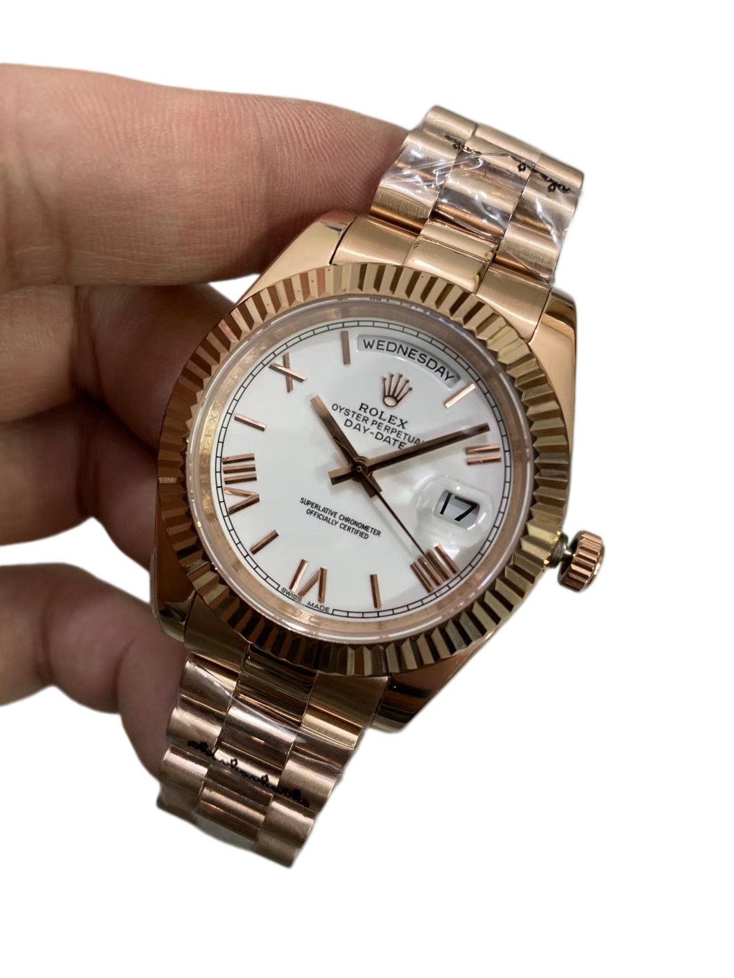 U1 Rolex Day Date 40MM Rose Gold Case Automatic Stainless Steel Watch Bezel Men's Watch Sapphire Glass Case New - 3 of 8