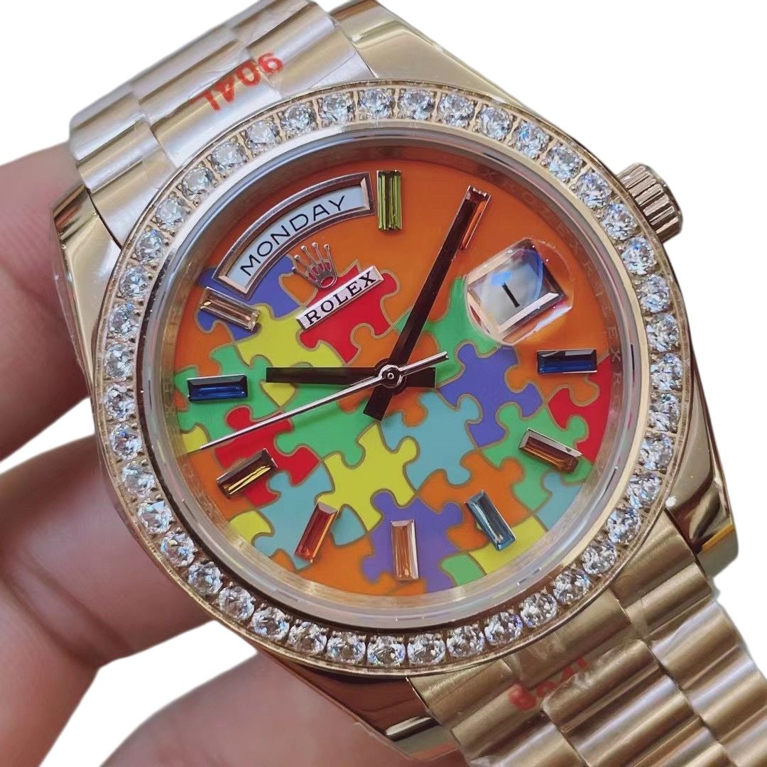 U1 Rolex Day Date 40MM emoji-puzzle Case Automatic Stainless Steel Watch Bezel Men's Watch Sapphire Glass Case New - 5 of 6