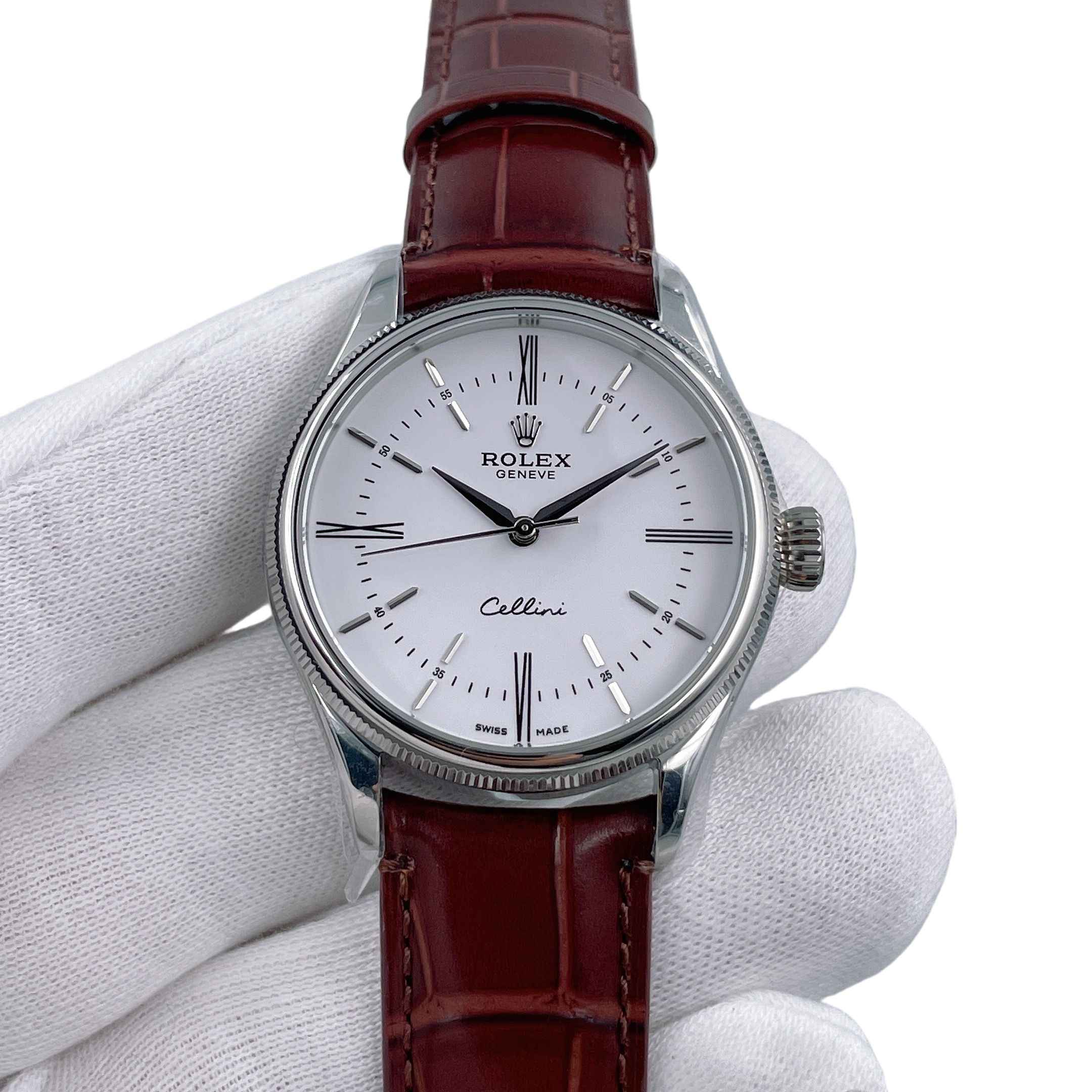 U1 Rolex Cellini Time 39MM Sapphire Glass Automatic Stainless Steel Watch Bezel Men's Watch Sapphire Glass Case New Black Case - 2 of 8