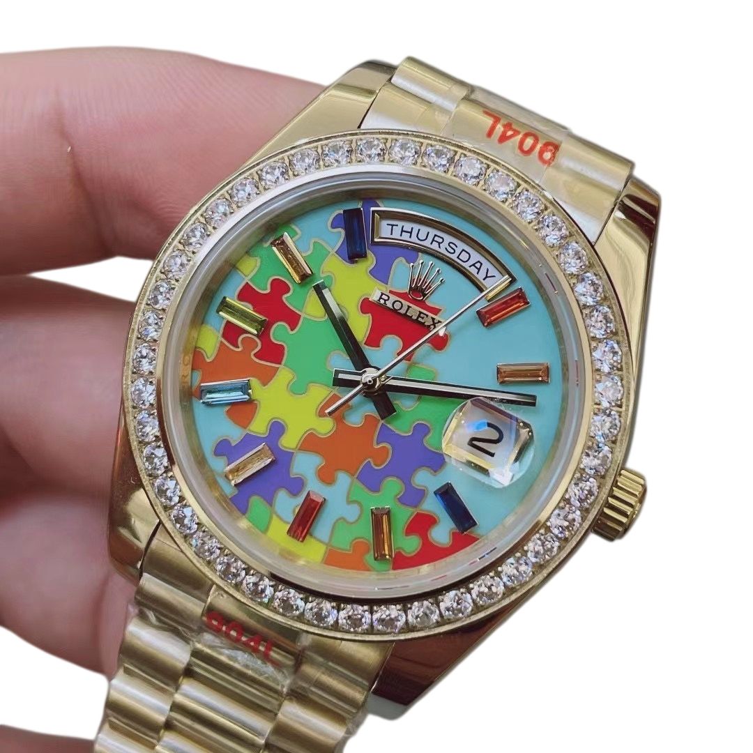 U1 Rolex Day Date 40MM emoji-puzzle Case Automatic Stainless Steel Watch Bezel Men's Watch Sapphire Glass Case New - 2 of 6