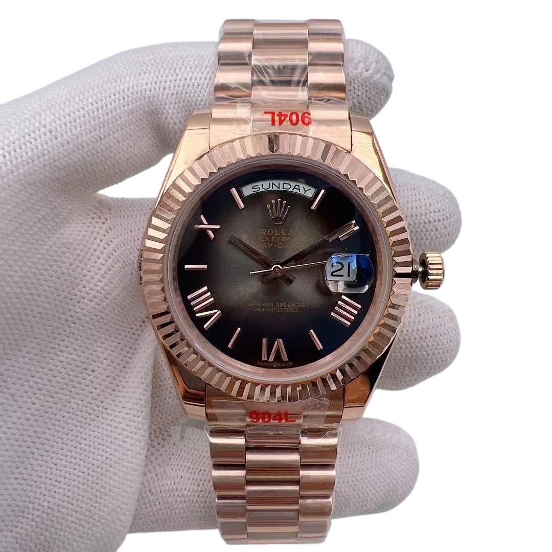 U1 Rolex Day Date 40MM Rose Gold Case Automatic Stainless Steel Watch Bezel Men's Watch Sapphire Glass Case New - 2 of 8