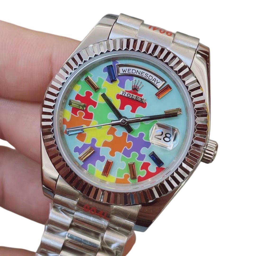 U1 Rolex Day Date 40MM emoji-puzzle Case Automatic Stainless Steel Watch Bezel Men's Watch Sapphire Glass Case New - 4 of 6