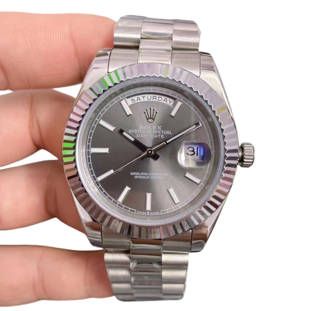 U1 Rolex Day Date 40MM Silver Case Automatic Stainless Steel Watch Bezel Men's Watch Sapphire Glass Case New - 1 of 7