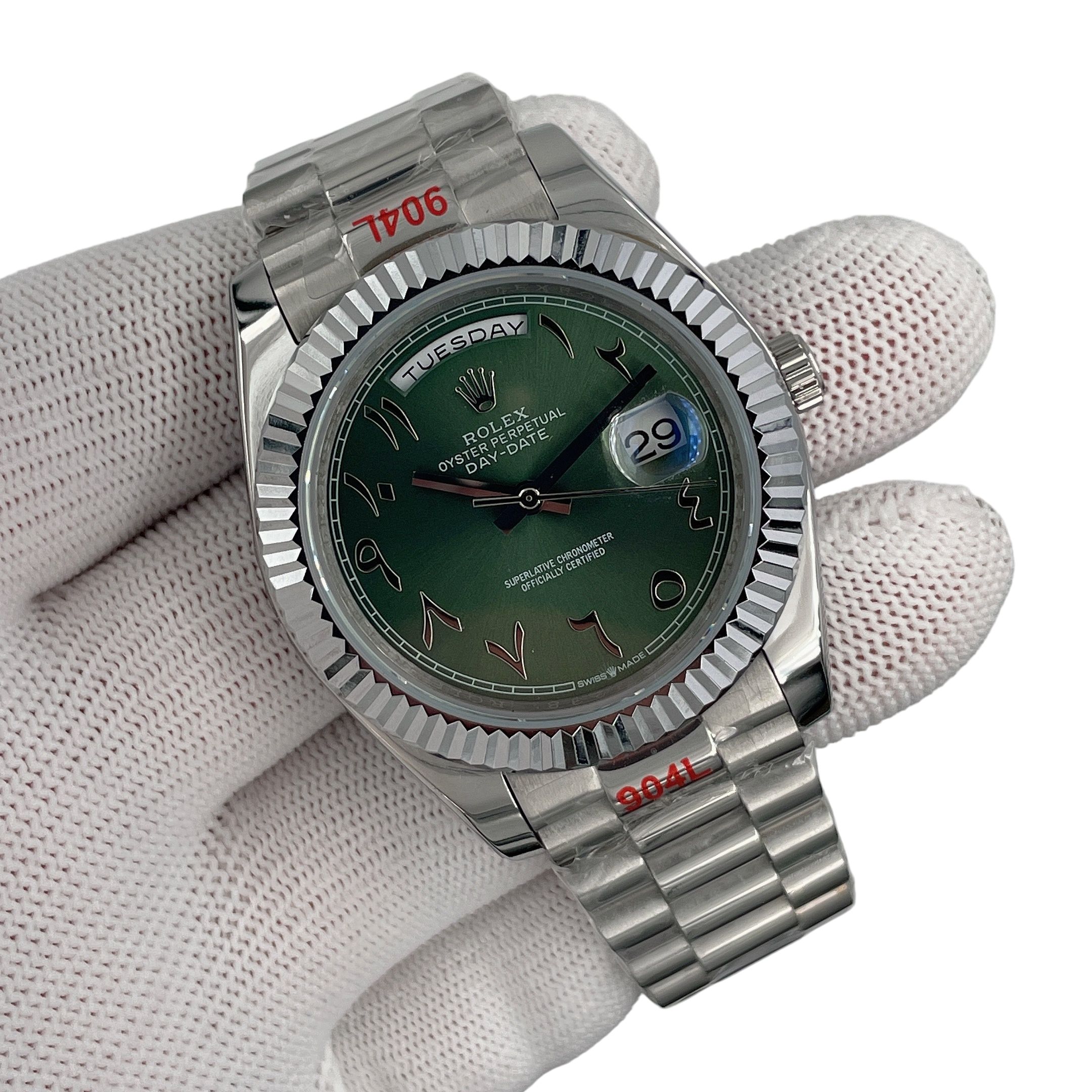 U1 Rolex Day Date 40MM Silver Case Automatic Stainless Steel Watch Bezel Men's Watch Sapphire Glass Case New - 4 of 7