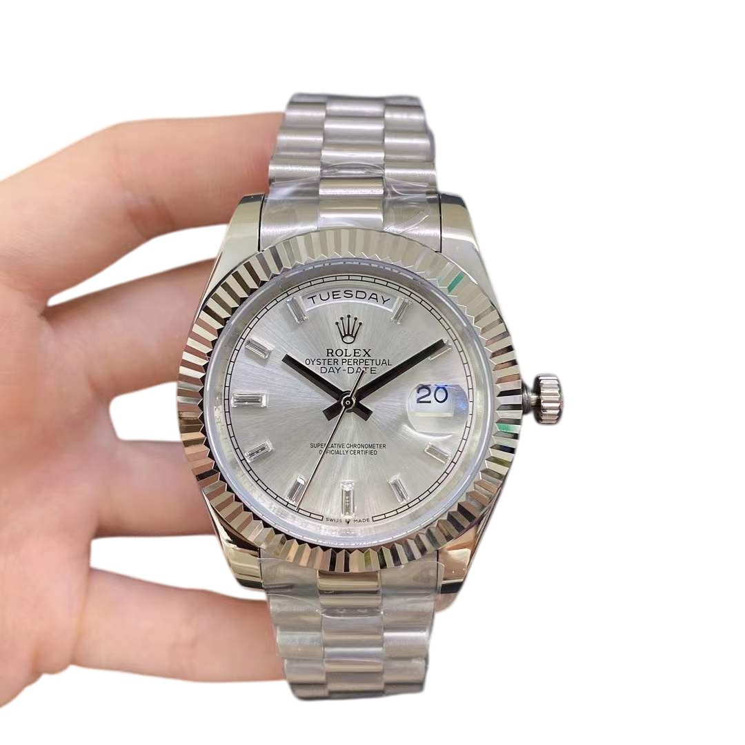 U1 Rolex Day Date 40MM Diamond Dial Automatic Stainless Steel Watch Bezel Men's Watch Sapphire Glass Case New - 6 of 8