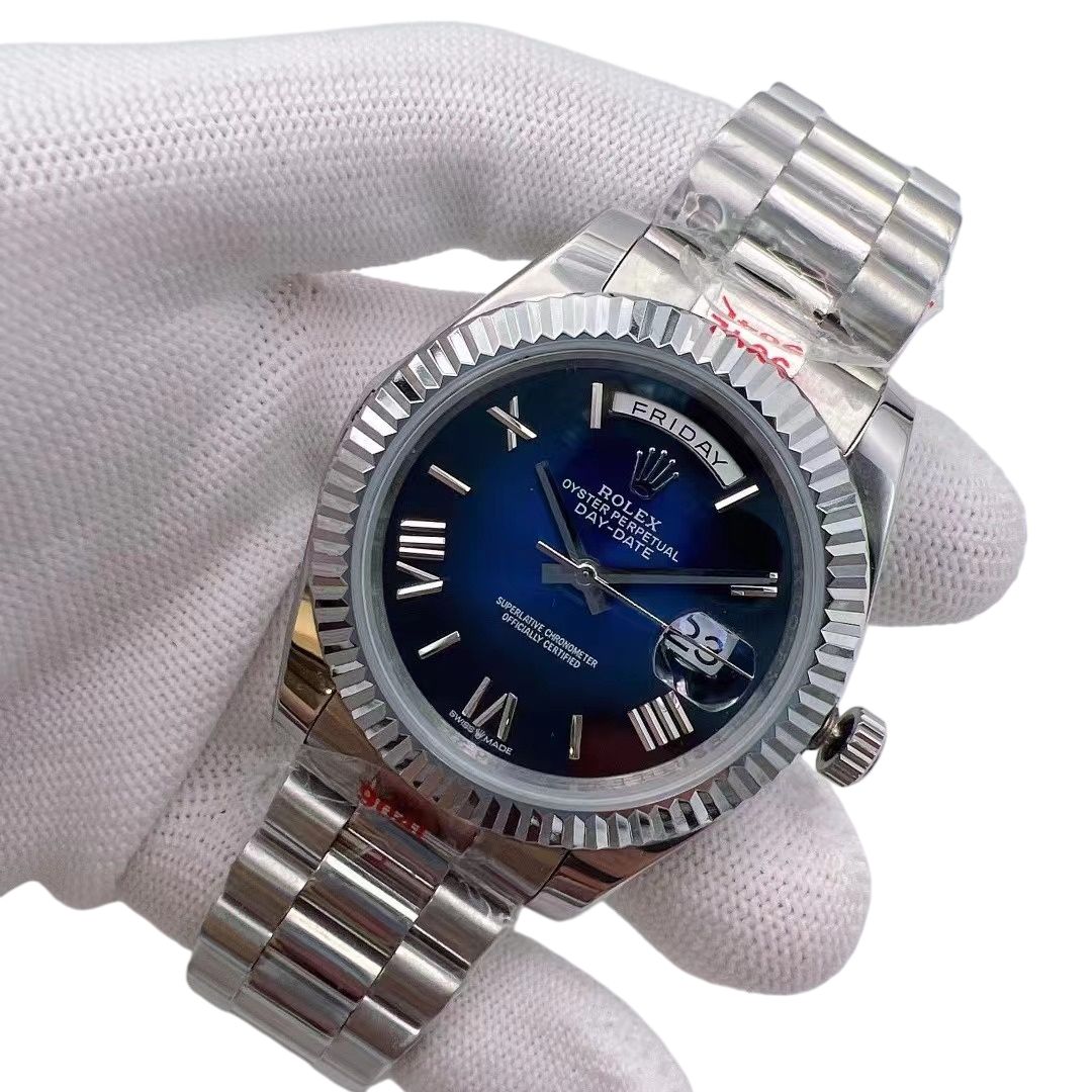 U1 Rolex Day Date 40MM Silver Case Automatic Stainless Steel Watch Bezel Men's Watch Sapphire Glass Case New - 3 of 7