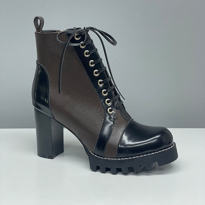 Designer Women Ankle Boot Luxury Martin Desert Boots High Heel Boots Suede Calf Leather Winter Boots Camel Over Knee Boot Woman Classic Vintage Print High Quality 013 - 3 of 8