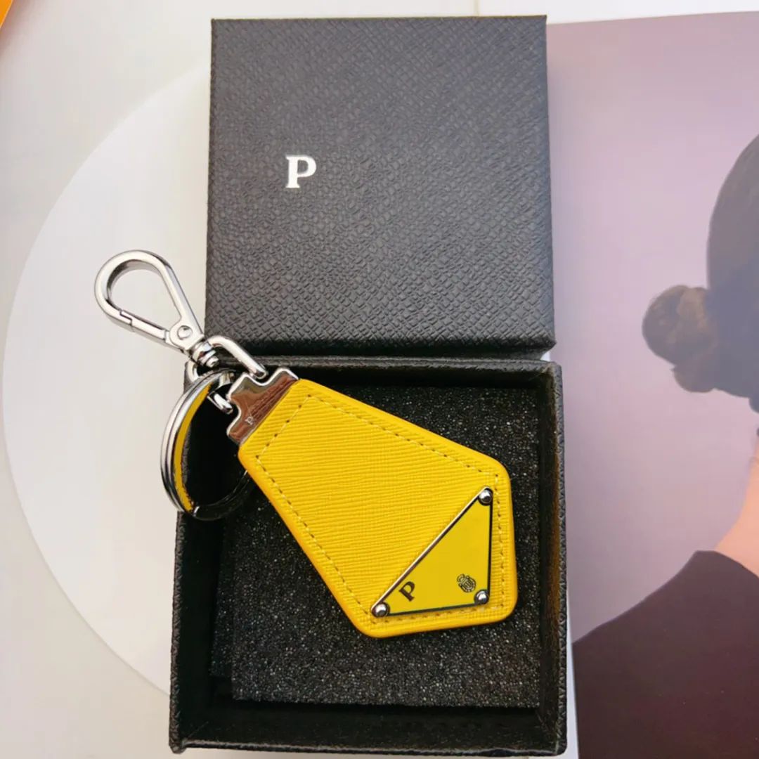 Pra Designer Triangle Chain Leather Temperament Versatile Style Fashion Design Keychain Top Quality Christmas Gift WITH BOX C28 - 3 of 5