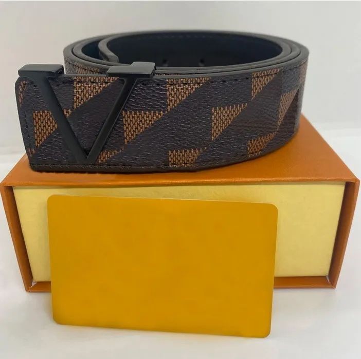 Casual mens belt Fashion Mens belt womens designer belt Daily business leather belts Metal smooth buckle ceinture Size 100cm-125cm optional Box With Box - 4 of 7