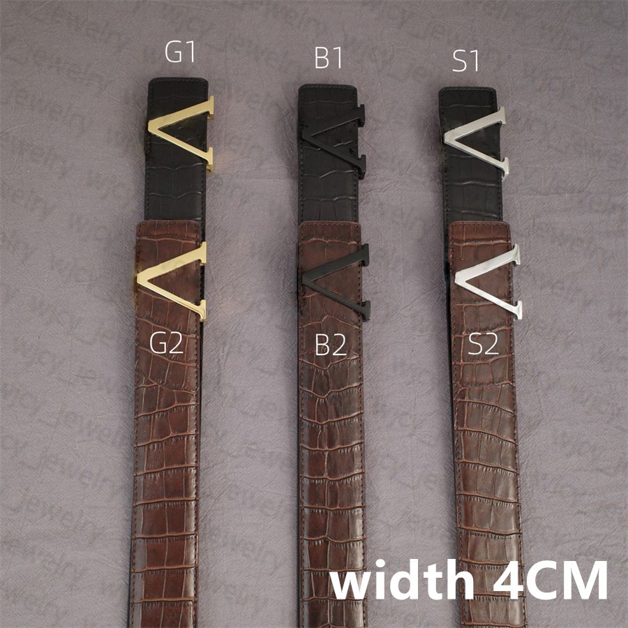 Real Leather Designer Belt Woman Belts Man Smooth Buckle Width 2.5cm & 4.0cm Cowskin Classic Golden Silver Color Letters Design - 2 of 8