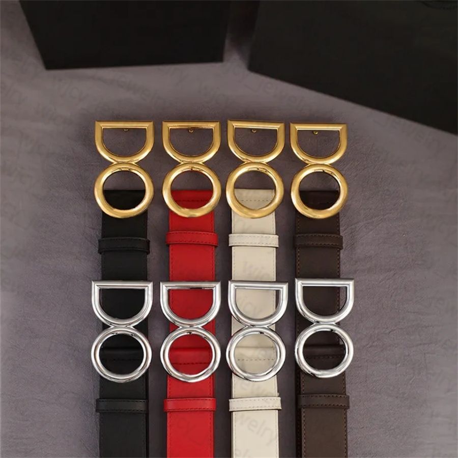 Classic Designer Mens Belt Width 4CM Genuine Leather Belts for Man Woman Smooth Buckle Gold Sliver 4 Colors Cowhide Letter Design - 1 of 8