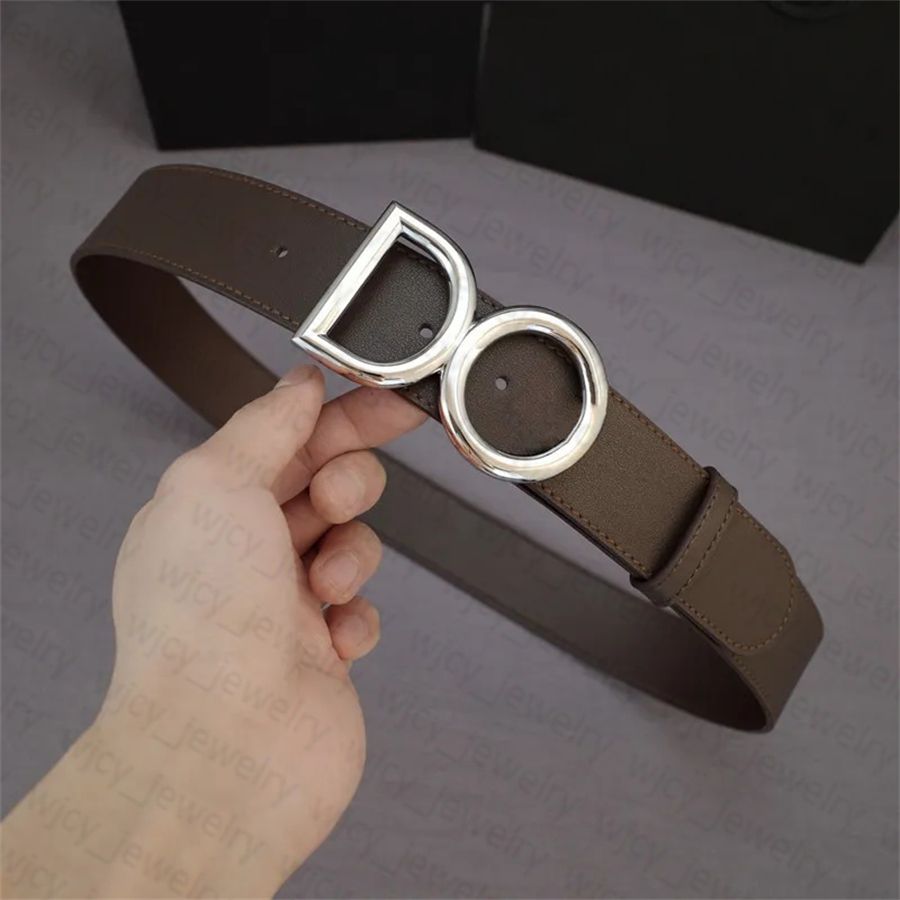 Classic Designer Mens Belt Width 4CM Genuine Leather Belts for Man Woman Smooth Buckle Gold Sliver 4 Colors Cowhide Letter Design - 7 of 8