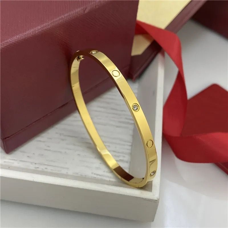 4mm 6mm love Bangles ring Titanium Steel Bracelet with ZC Stone Screwdriver C Bracelets for Women Men Lover with Gift Box DUST BAG S12103 - 6 of 6