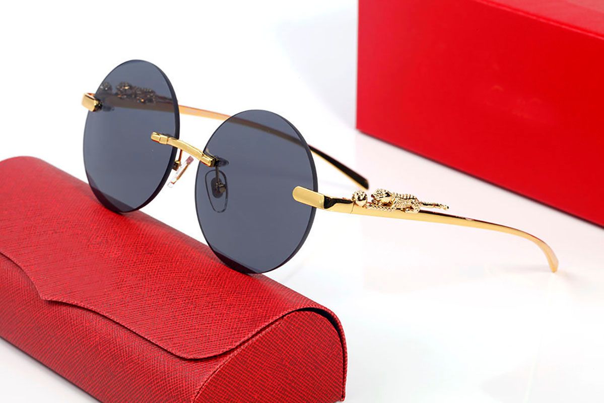 Fashion Designer Sunglasses For Women Vintage Mens Buffalo Horn Glasses Panther Gold Silver Metal Legs Rimless Sunglass Mens Travel Tour Eyeglasses Lunettes gafas - 9 of 9