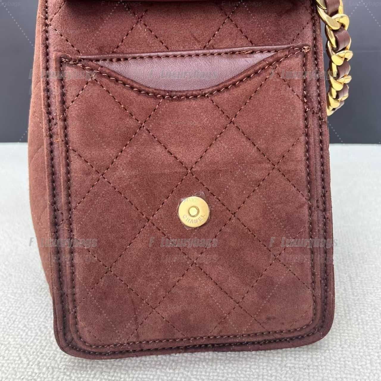 Evening Bags Shoulder Bags Designer shoulder diamond check long chain fashion bucket crossbody bag Big homeless person 25 suede leather grey casual luxury brand - 6 of 8
