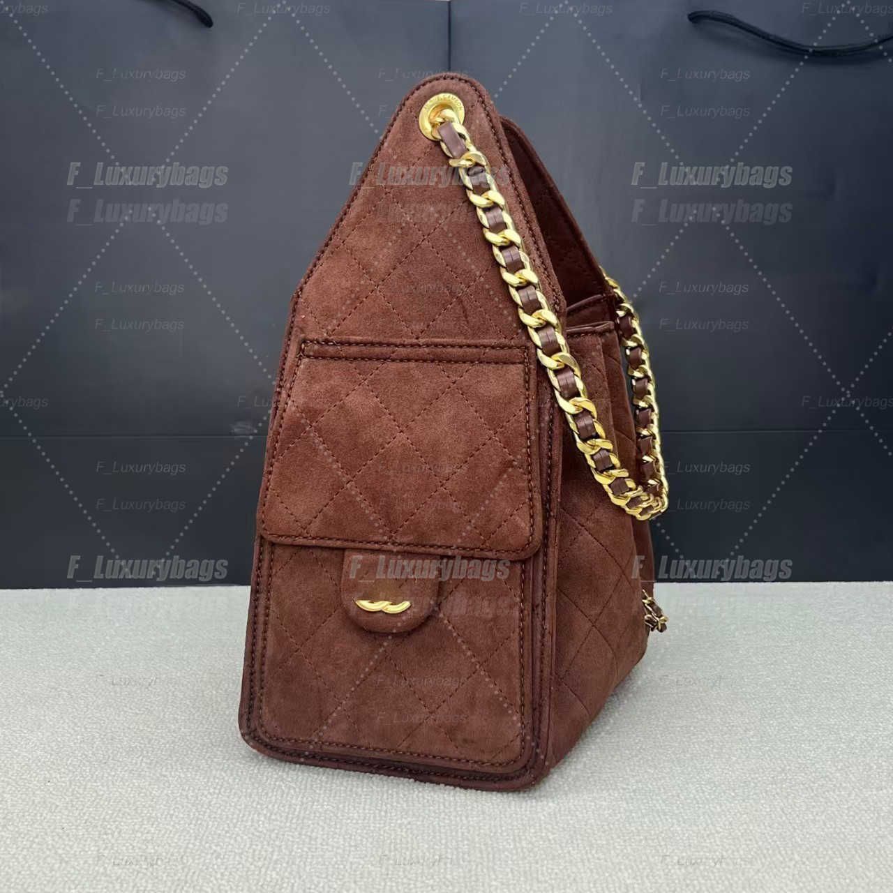 Evening Bags Shoulder Bags Designer shoulder diamond check long chain fashion bucket crossbody bag Big homeless person 25 suede leather grey casual luxury brand - 3 of 8