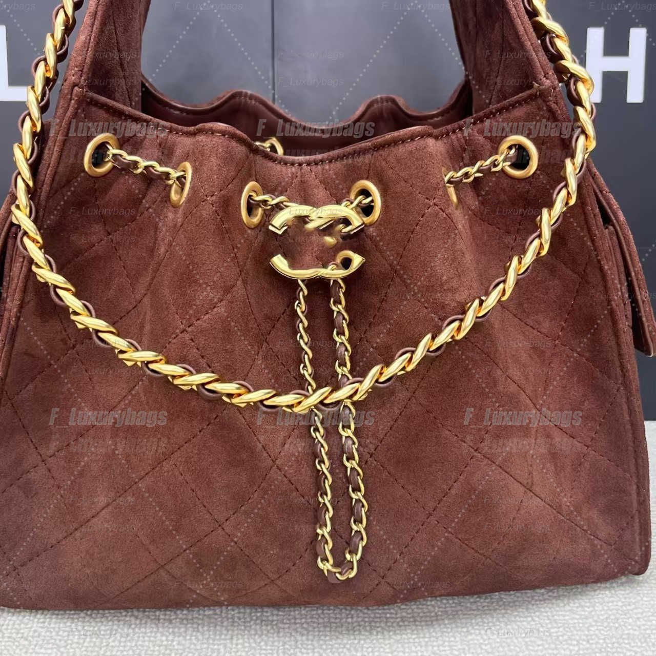 Evening Bags Shoulder Bags Designer shoulder diamond check long chain fashion bucket crossbody bag Big homeless person 25 suede leather grey casual luxury brand - 5 of 8