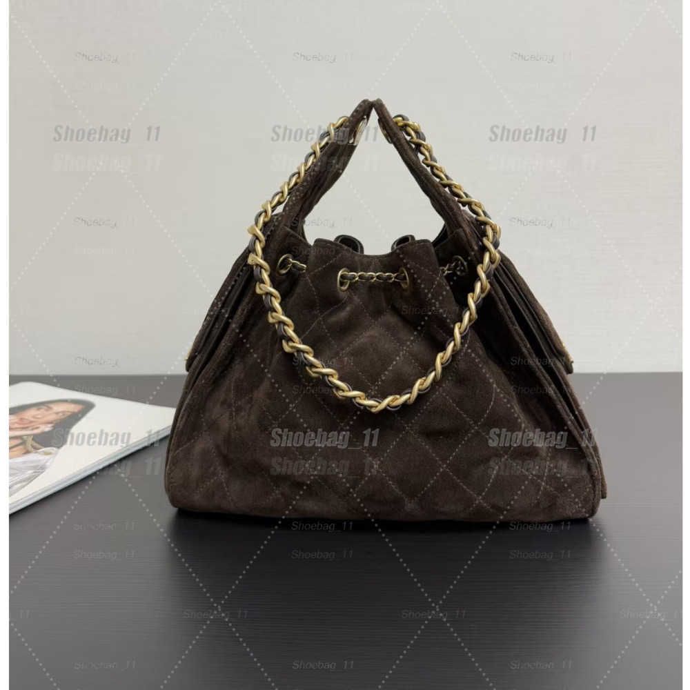 Evening Bags Designer shoulder diamond check long chain fashion bucket crossbody bag Big homeless person 25 suede leather grey casual luxury brand Medium hobo - 5 of 8