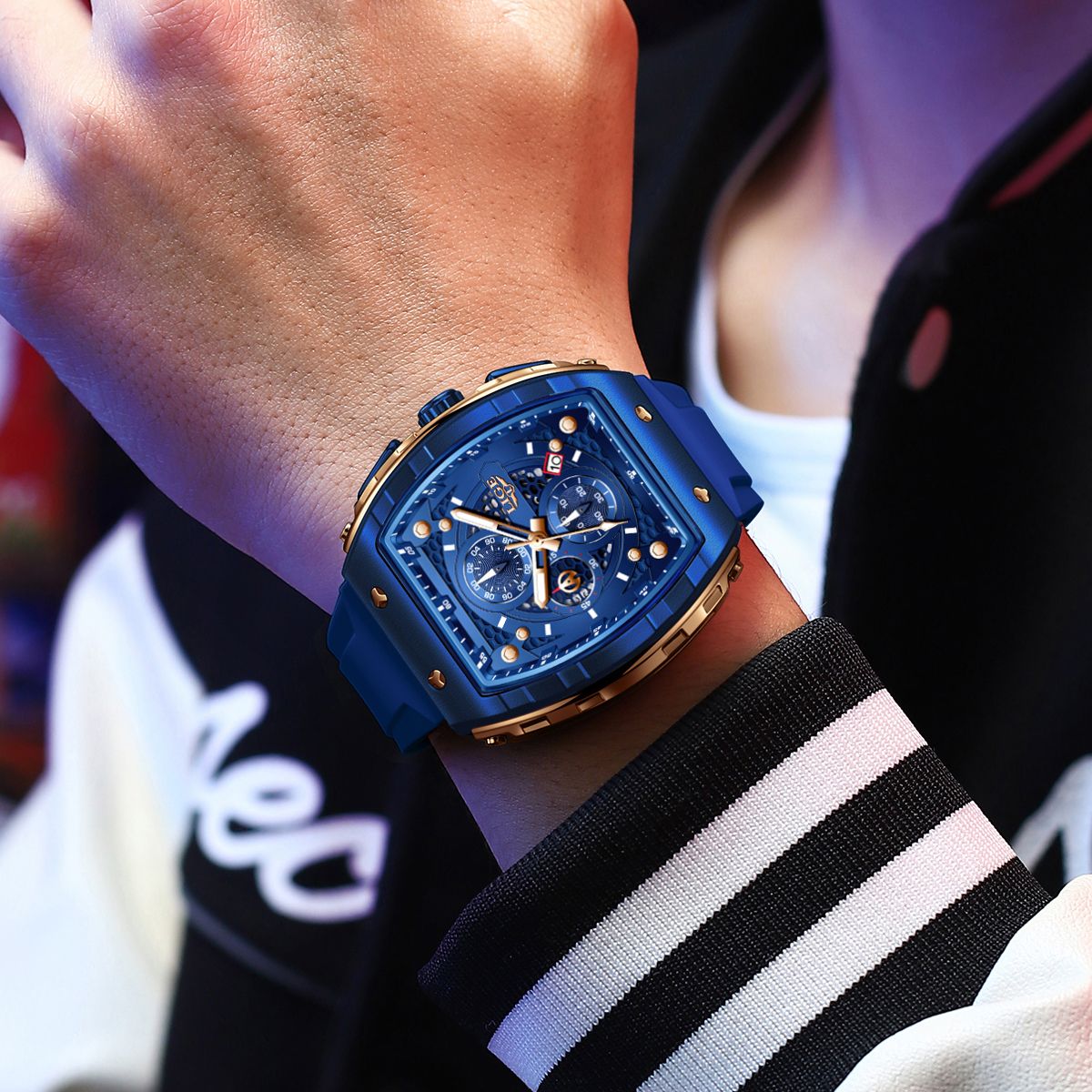 LIGE Top Brand Luxury Square Quartz Watches for Men Fashion Casual Sport 50M Waterproof Man Watch Auto Date Military Chronograph - 6 of 9