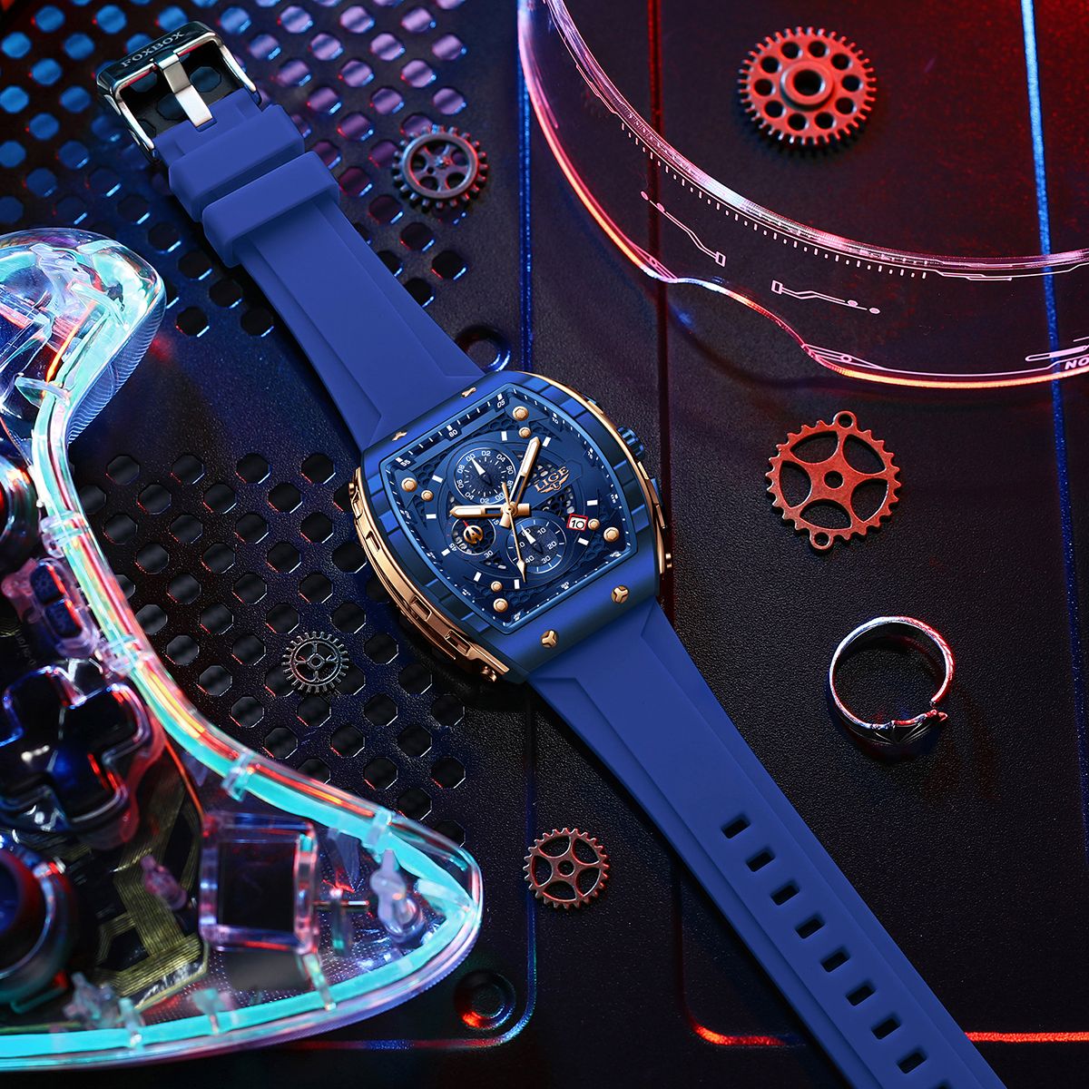LIGE Top Brand Luxury Square Quartz Watches for Men Fashion Casual Sport 50M Waterproof Man Watch Auto Date Military Chronograph - 5 of 9