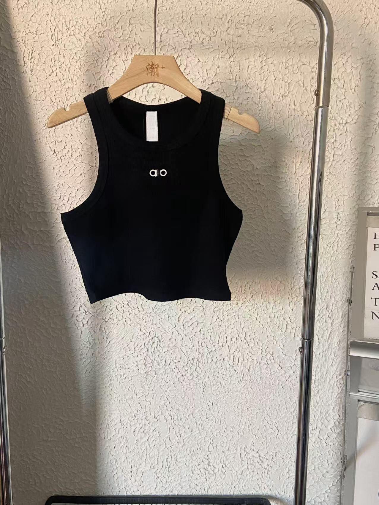 Women Ribbed Crop Tank Top Knit Embroidery Letter Sleeveless U Neck Casual Sports Vest For Yoga Fitness Daily Summer Outfit - 3 of 8