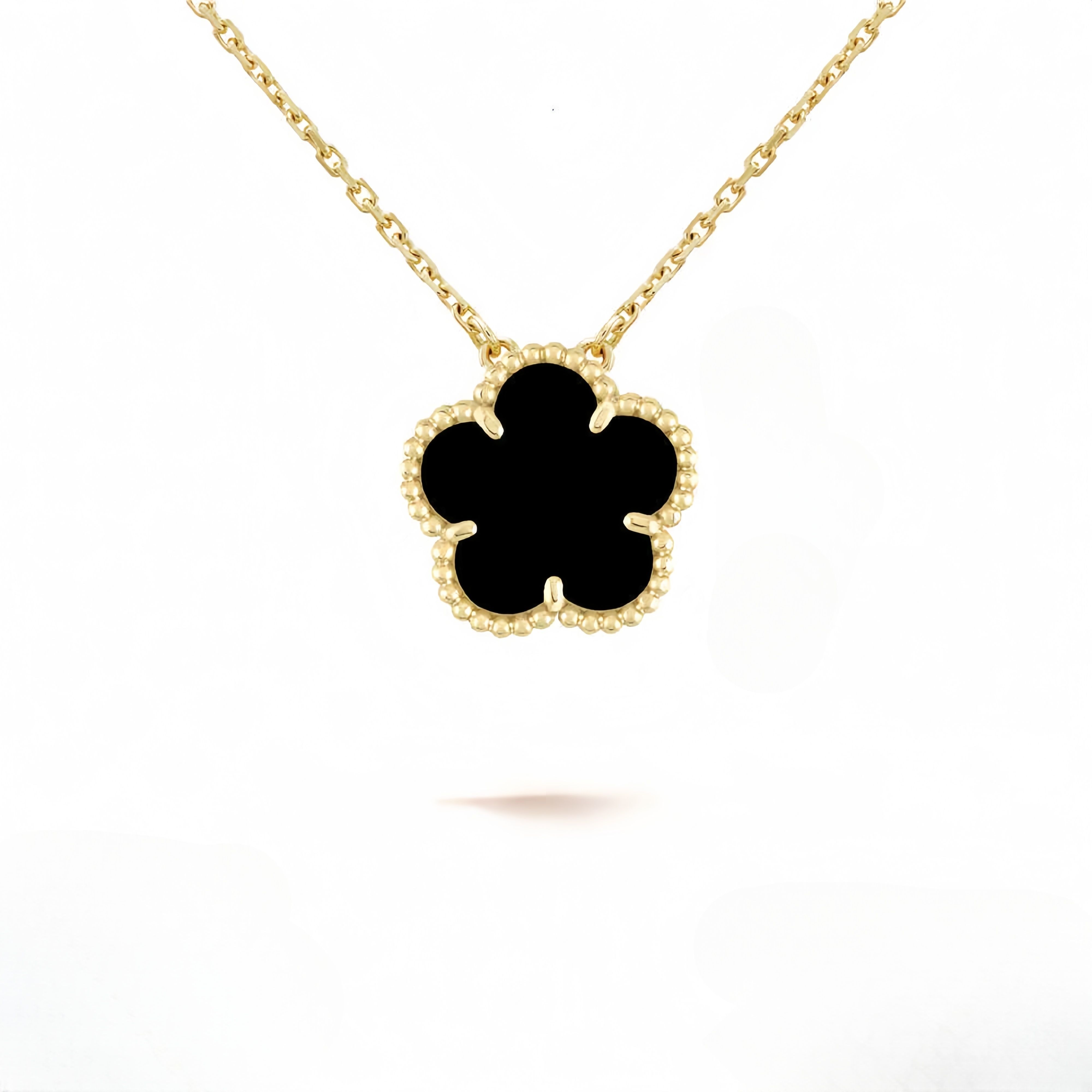 Luxury 4 Four Clover Necklace Luxury Designer Jewelry Set Pendant Necklaces Bracelet Stud Earring Women Christm Valentine's Day Birthday Gift Gold Flower Necklace - 3 of 9