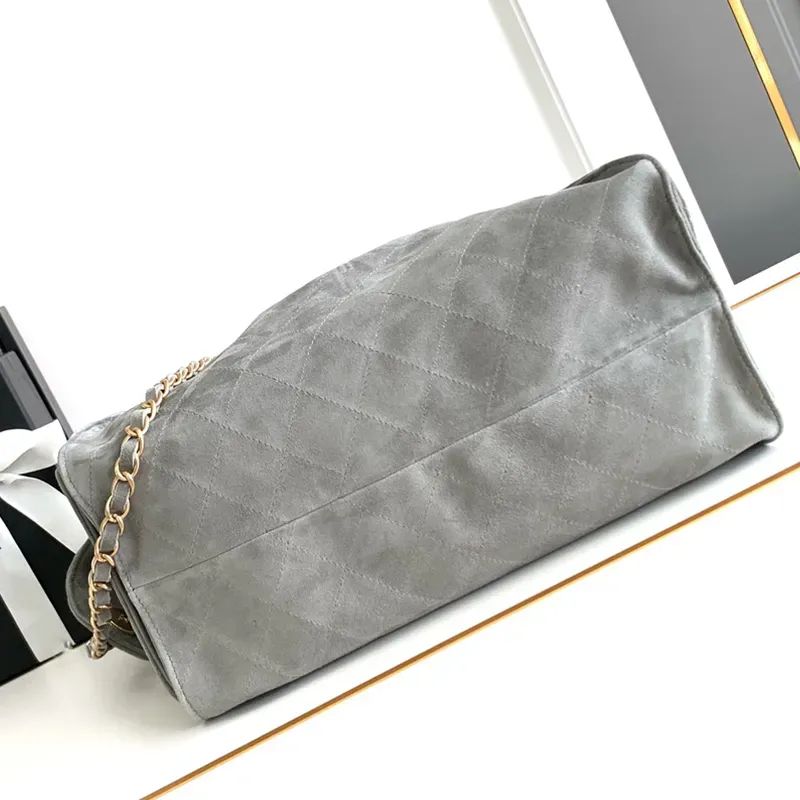 Designer Bag String Bucket Tote bag Large Suede Leather Gray Casual Long Chain Crossbody Fashion with box - 5 of 8