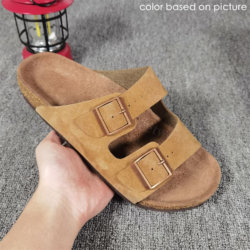 Designer Slides Slippers for Men Boston clog sandals Arizona Soft footbed Suede Sandals Summer Beach Flats Slipper chestnut Big Buckle Shearling Womens Mens Shoes - 7 of 8