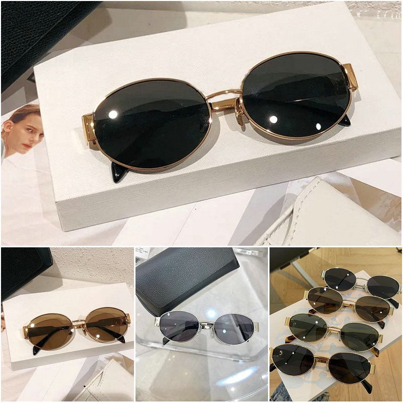 Fashion Luxury designer sunglasses for womens men glasses same Sunglasses as Polarize beach street photo small sunnies metal full frame with brown box sonnenbrille - 5 of 9