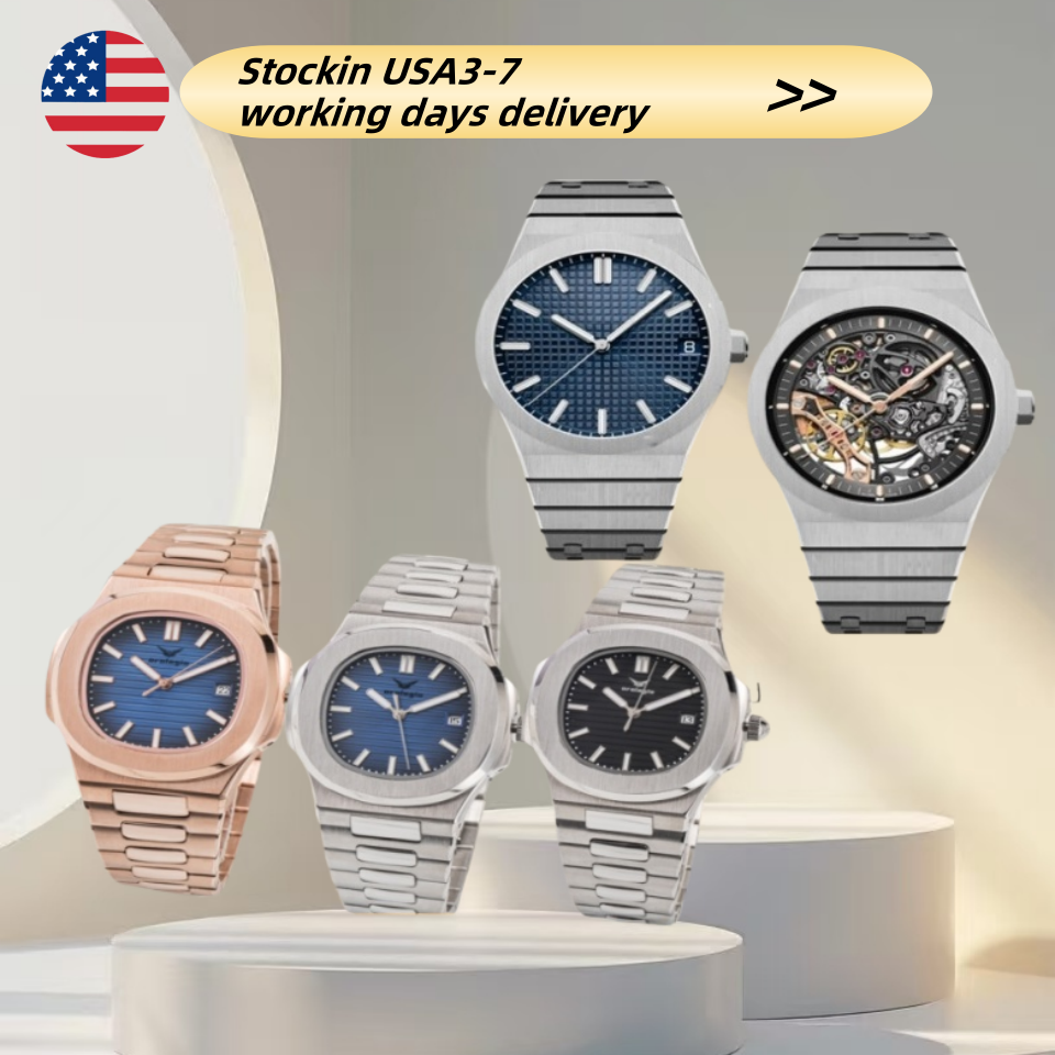 men's watch automatic mechanical skeleton watch classic style 42mm stainless steel sapphire luminous - 2 of 9