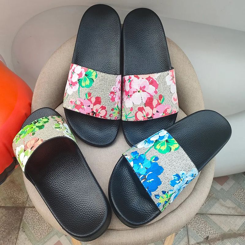 Designer Sandals ltaly Slippers New Rubber Slides Sandals Floral Brocade Women Men Slipper Flat Flip Flops Womens Fashion Striped Beach Sandal Ladies Slides US 5-11.5 - 1 of 8